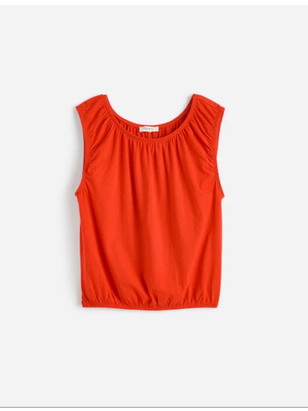 Madewell Bright Orange Sleeveless Gathered Neck Tank